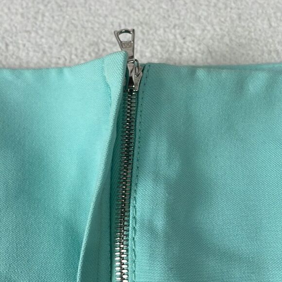 3•1 Phillip Lim Turquoise Skirt 100% Silk Lining 100% Leather Trim (Size: 4) - Picture 11 of 16